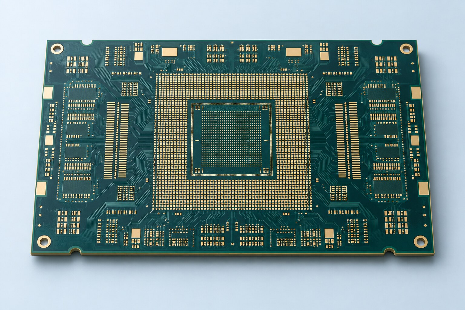Illustrative high-density AI IC package substrate with fine-pitch contact arrays and routing